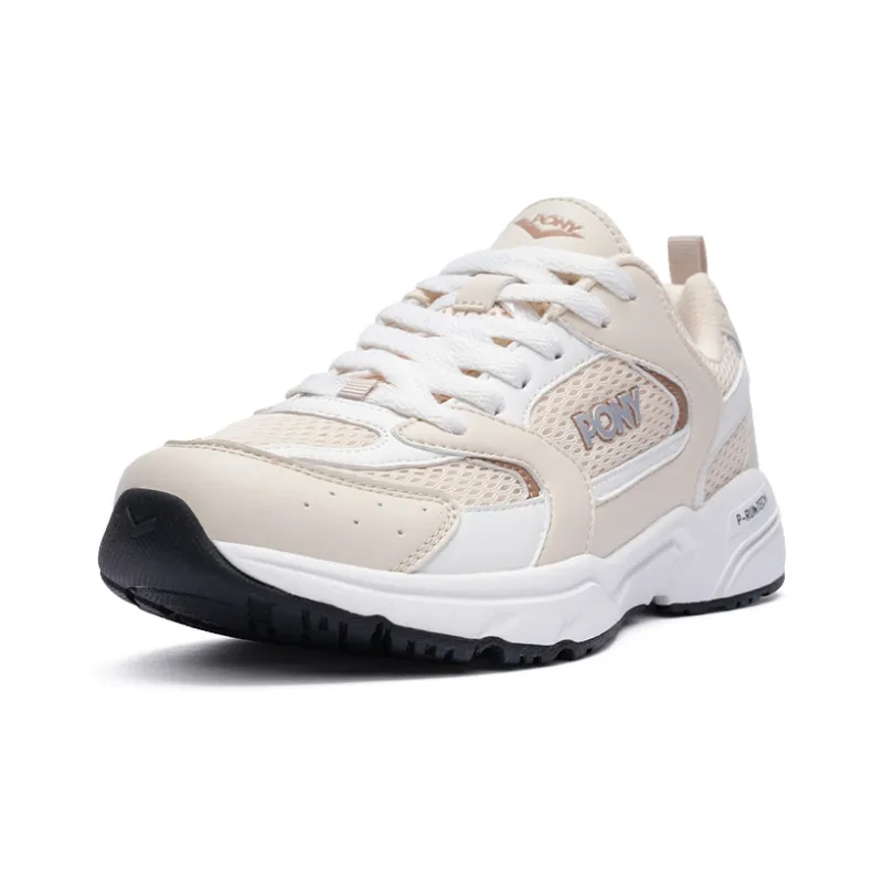 PONY Cushioned Wear Resistant Breathable Low Top Running Shoes Unisex Beige-1