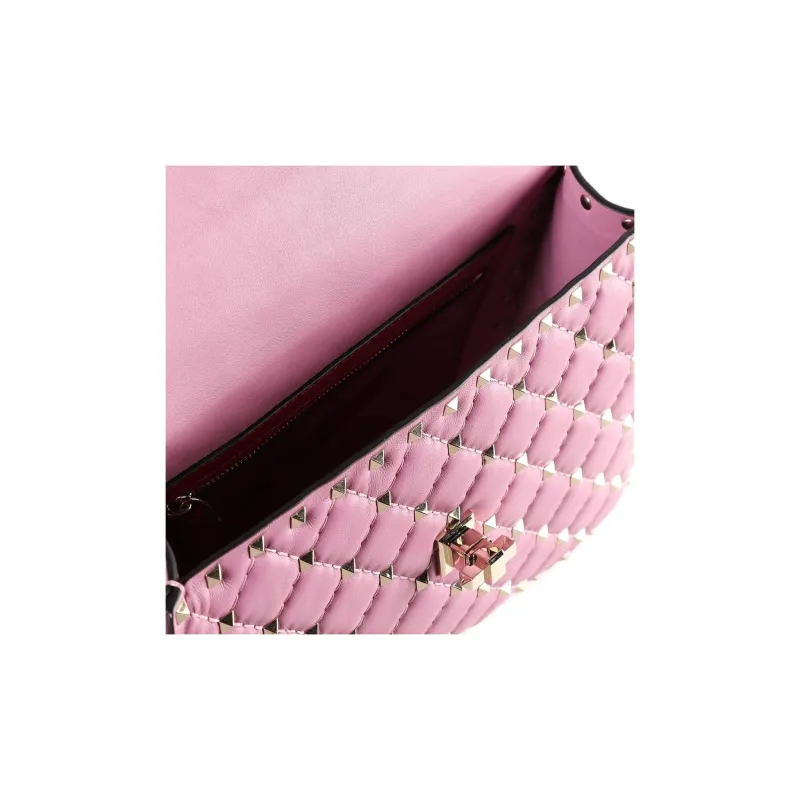 Valentino ROCKSTUD SPIKE Sheepskin Shoulder Bag Crossbody Bag Medium Size Women's Pink-3