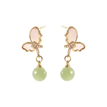 Gramda Hetian Jade Earrings Green Jade Women's