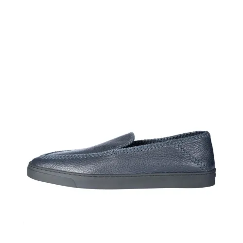 GIORGIO ARMANI Whipstitch-detail Leather Loafers