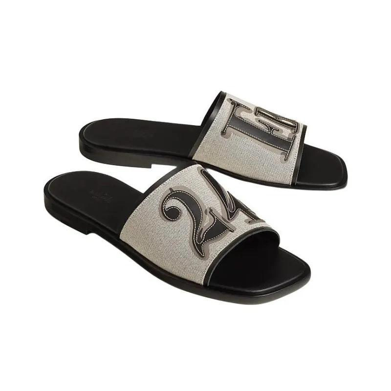HERMES Slide Slippers Men's Black-2