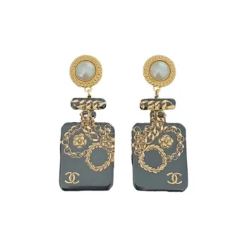 CHANEL Earrings Women's Black