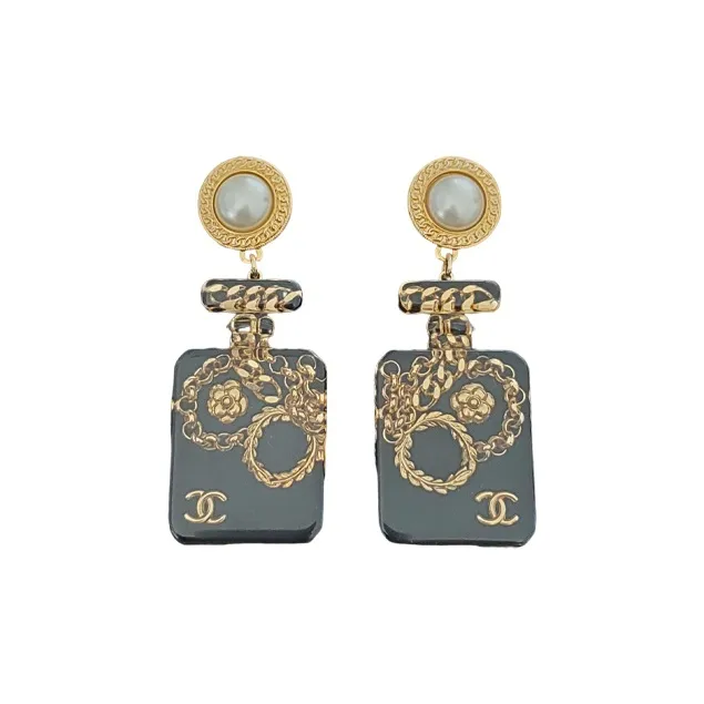 CHANEL Earrings Women's Black-0