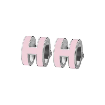 HERMES Earrings Women's Candy Pink Silver Edge