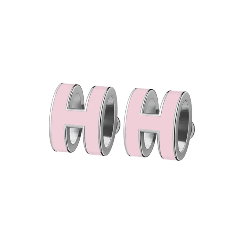 HERMES Earrings Women's Candy Pink Silver Edge-0