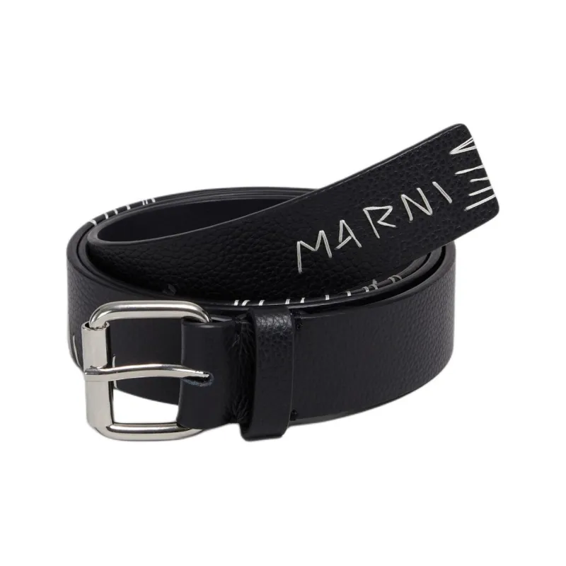 MARNI Logo Embroidered Buckle Belt-2