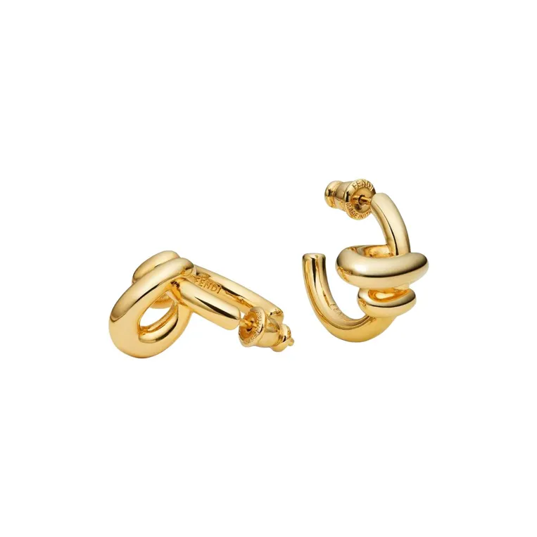 FENDI Metal Bronze Earrings Women's Gold-0