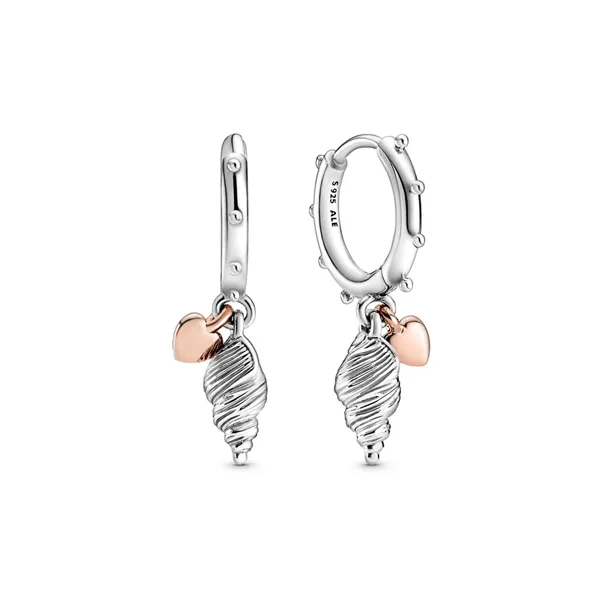 Pandora Sterling Silver Gold Plated With 14K Rose Gold Earrings Women's Silver-0