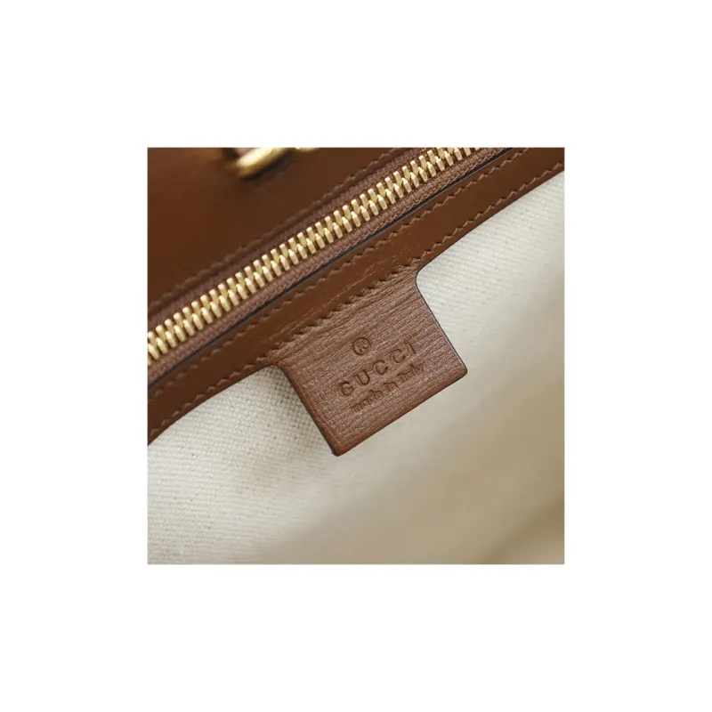 GUCCI Canvas With Leather Totes Shopping Bag Shoulder Bag Crossbody Bag Handbag Small Size Unisex Ebony/Brown-15