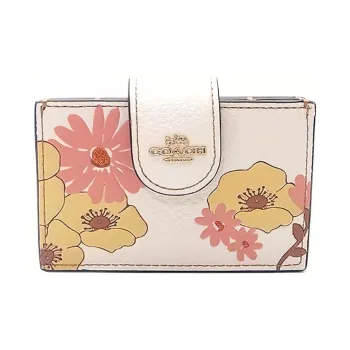 COACH Accordion Card Case Leather Card Holder Wallet Women's White