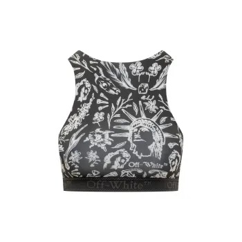 OFF WHITE Floral Printed Sleeveless Top