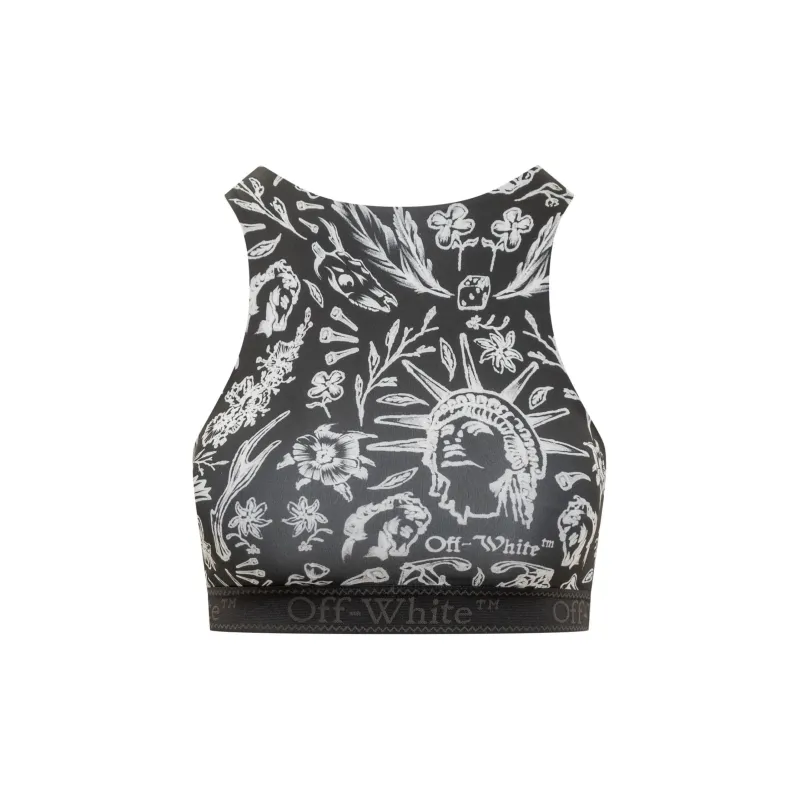 OFF WHITE Floral Printed Sleeveless Top-0