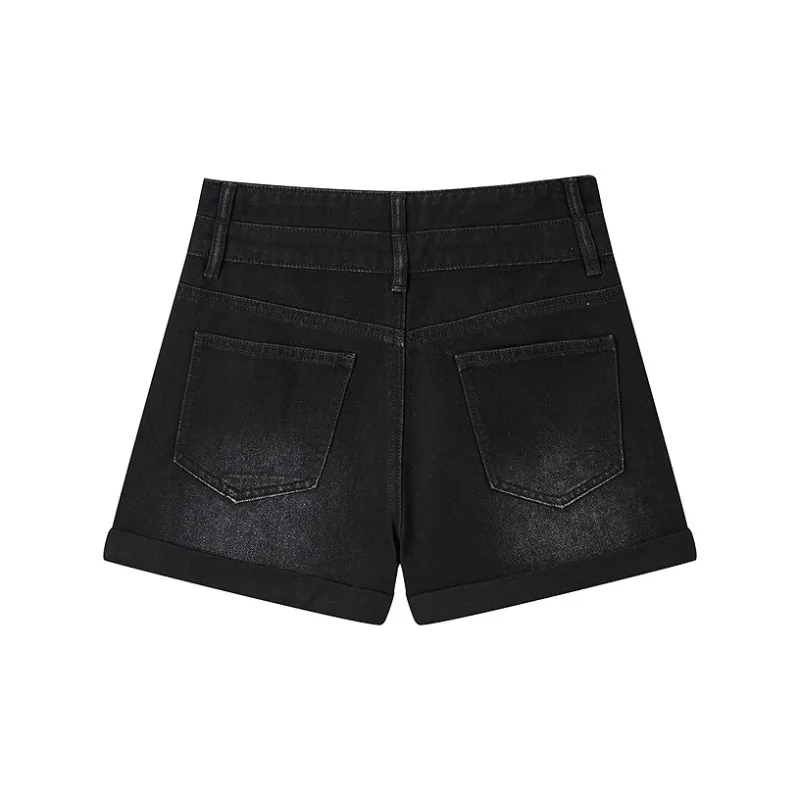 LEDIN Denim Shorts Women's Dark Gray-1
