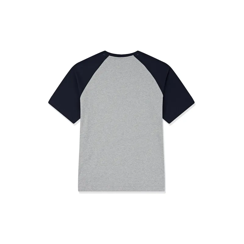 QIAODAN Raglan Sleeve T Shirt Unisex Gray Heather Gray/Nova Blue-1