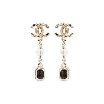 CHANEL Metal Earrings Women's Gold/Black