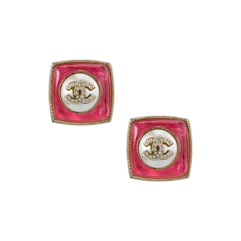 CHANEL 22c Early Spring Earrings Women's Gold, Red-0