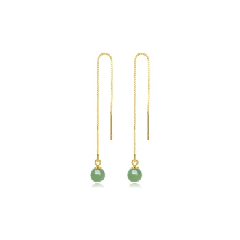 Cuiya Golden Building S925 Silver Hetian Jade Earrings Women's