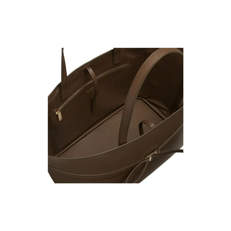 FERRAGAMO Vara Cow Leather Tote Bag Shopping Bag Handbag Medium Size Women's Dark Brown-4