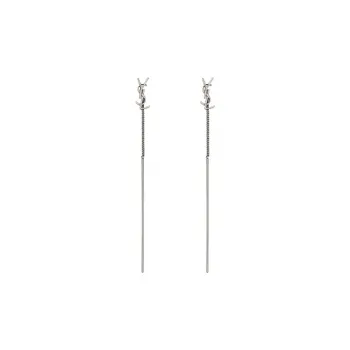 SAINT LAURENT Brass Earrings Women's Silver