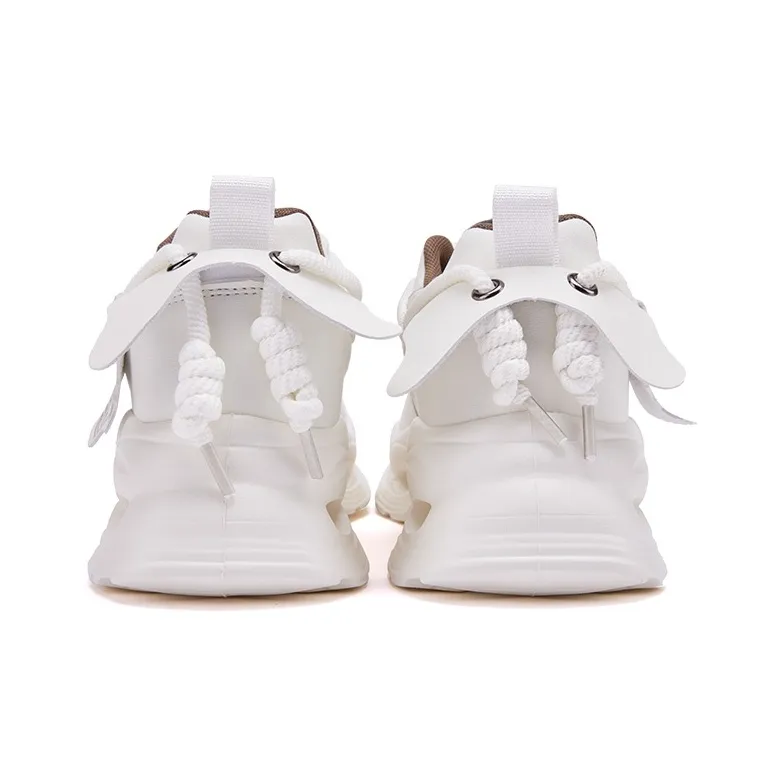 Pnj Anti Slip And Wear Resistant Lightweight Height Increasing Coverage Low Top Chunky Sneakers Men's Ecru-3
