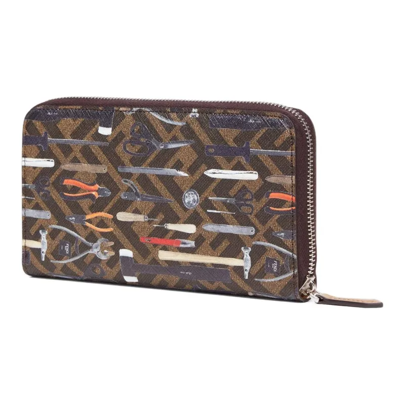 FENDI Canvas Wallet Men's Brown-1