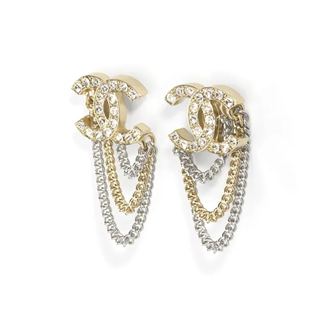 CHANEL Earrings Women's Gold And Silver Two Tone-1