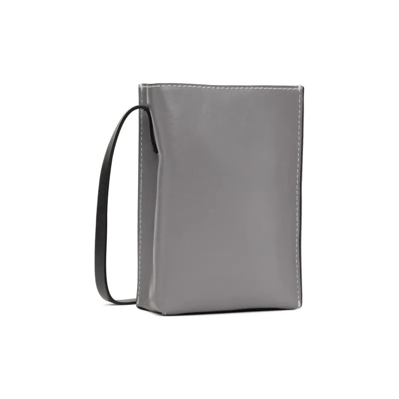 MARNI Grained Calfskin Messenger Bag Crossbody Bag Shoulder Bag Men's Marine Blue & Gray-2