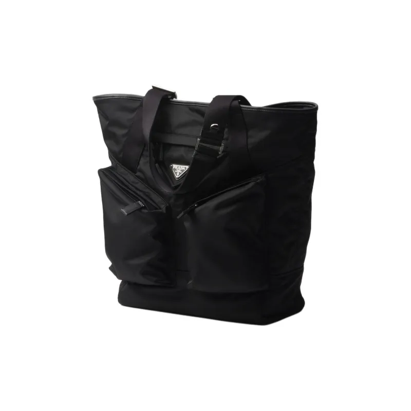 PRADA Nylon And Leather Tote Bag Shopping Bag Shoulder Bag Handbag Women's Black-1