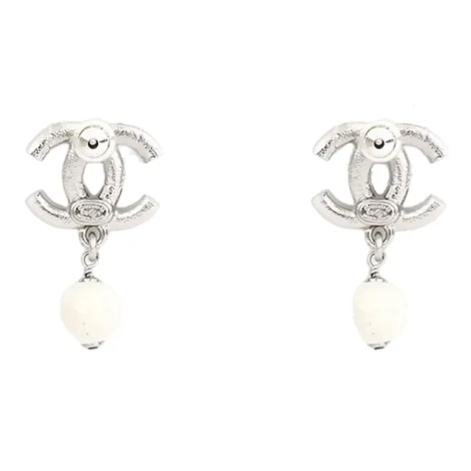 CHANEL Earrings Women's White/Silver-1