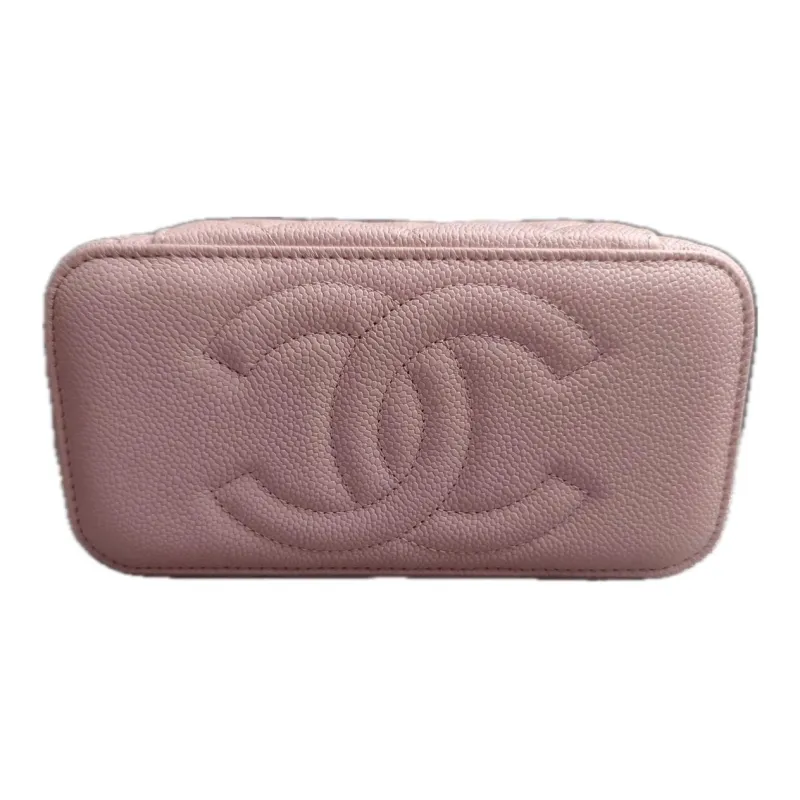 CHANEL Litchi Grain Cow Leather Box Bag, Shoulder Bag Trumpets Women's Cherry Blossom Pink-3