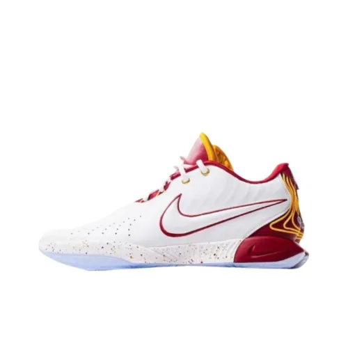 Nike Lebron 21 USC Trojans PE Cushioning Low Top Basketball Shoes Men's White Red