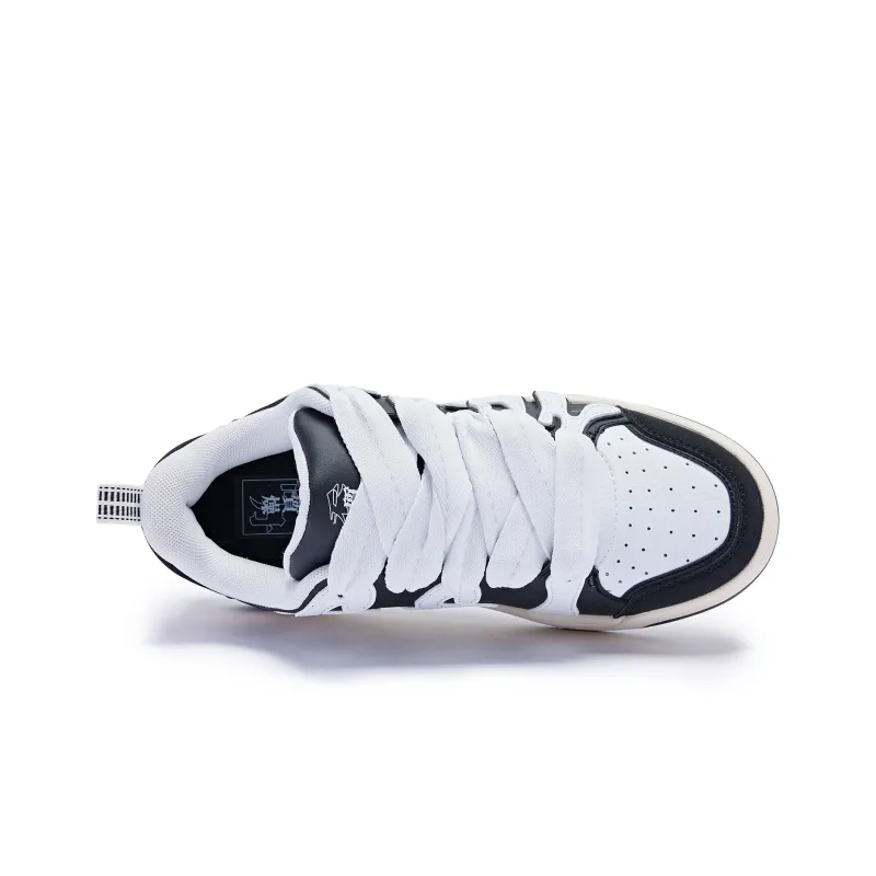 QIAODAN Wear Resistant Lightweight And Balanced Low Top Skateboard Shoes Women's White Black-2