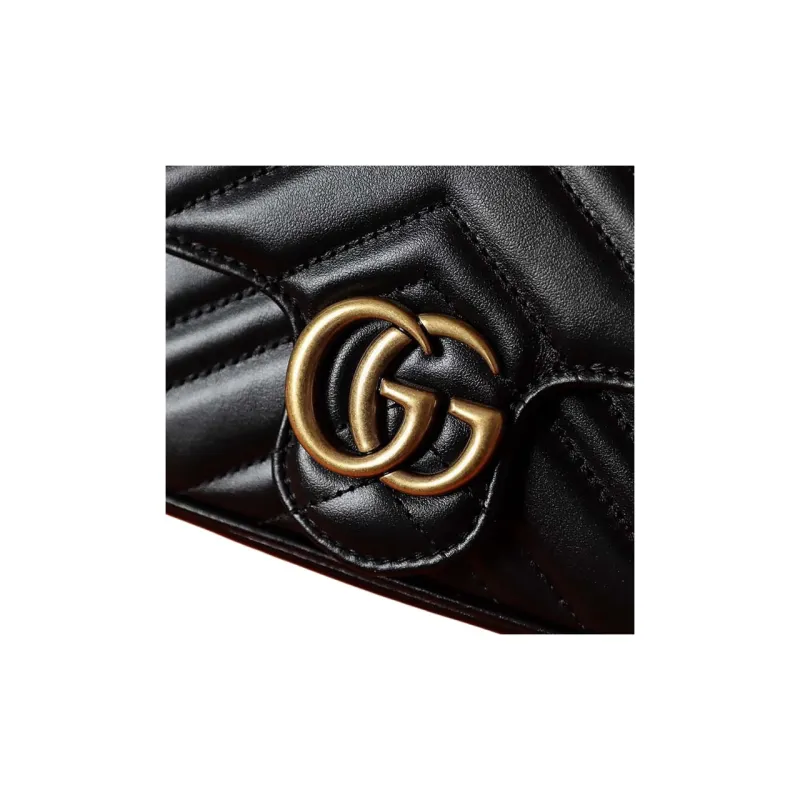GUCCI GG Marmont Leather 2 in 1 Combo Bag Shoulder Bag Crossbody Bag Mini Women's Black/White-13