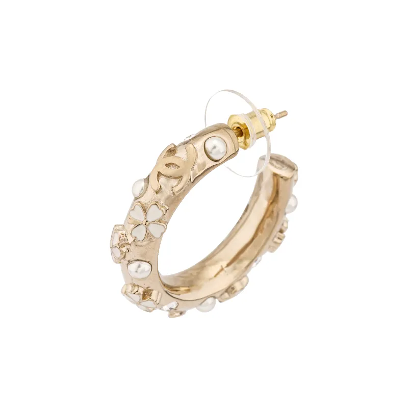 CHANEL Hoop Earrings Women's Gold-2