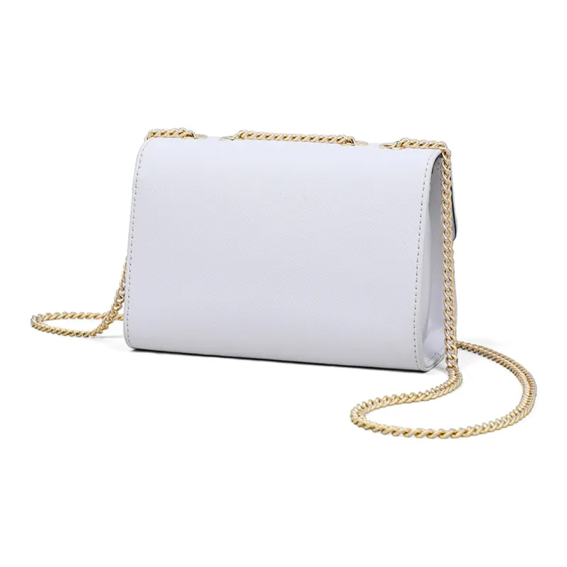 COMELY Cow Leather Patchwork Synthetic Leather Shoulder Bag Crossbody Bag Chain Pack Regular Women's White/Black-3