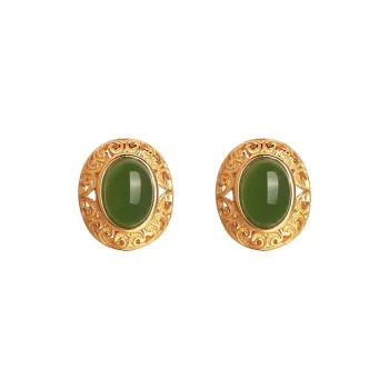 Xiaoyinjiang S925 Silver And Field Jade Earrings Women's
