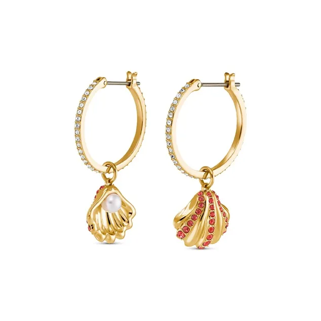 Swarovski Shell Earrings Women's Gold-1