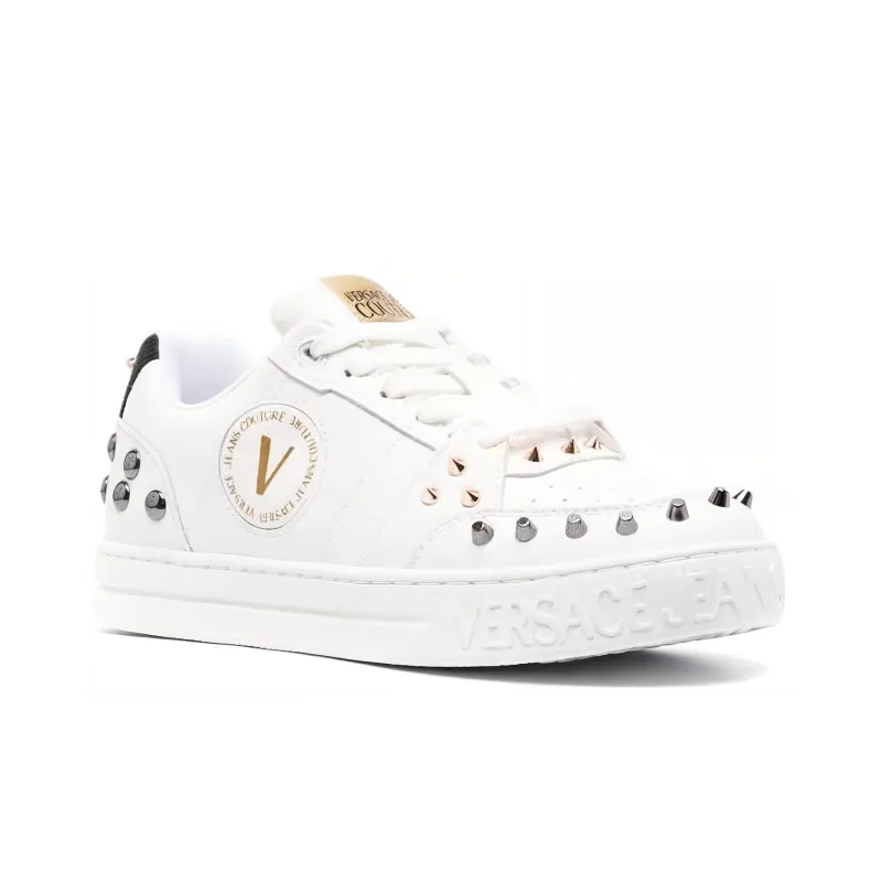VERSACE JEANS Couture Spiked Stud-design Leather Sneakers-1
