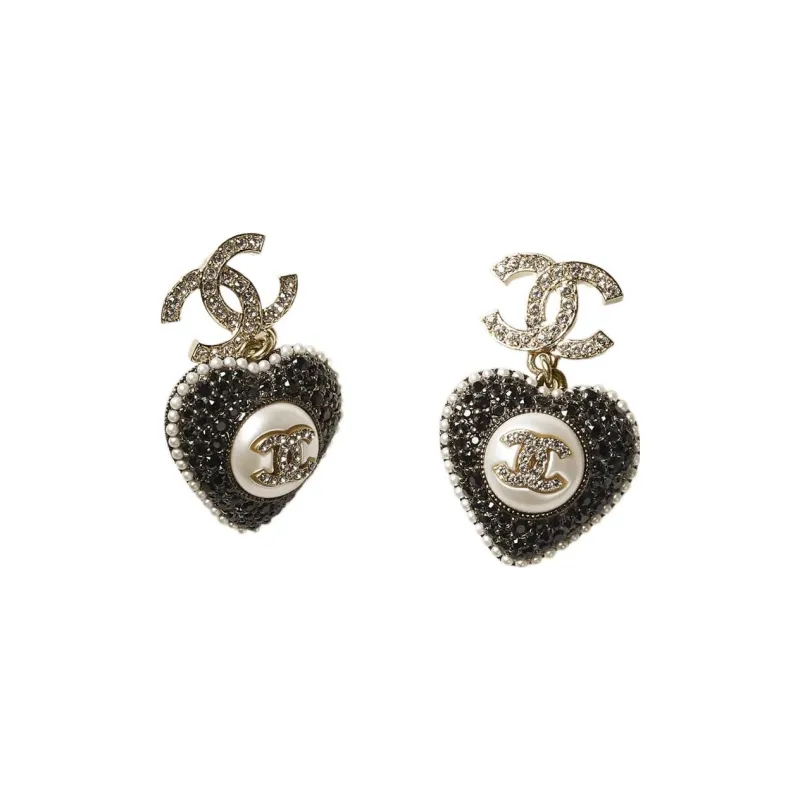 CHANEL Earrings Women's Black/Pearl White-0