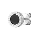 S925 Silver, Black Agate Stud Earrings, Single