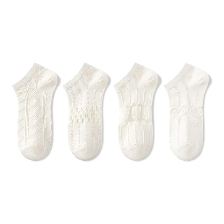 NAIER Ankle Socks Women's 4 Pack Milk White-0