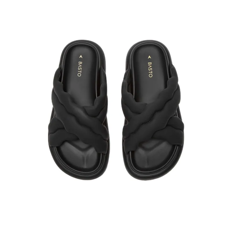 BASTO Slide Slippers Women's White/Black/Silver-8
