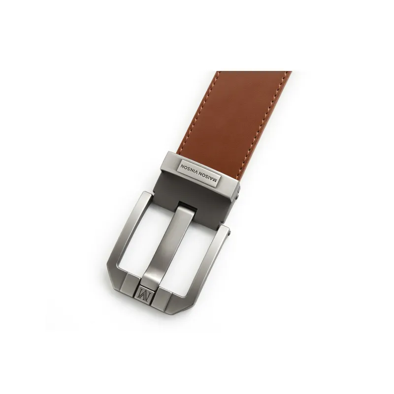 MAISON VINSON Trendy, Pin Buckle Business Cow Split Leather Belts Men's Width 4cm-2
