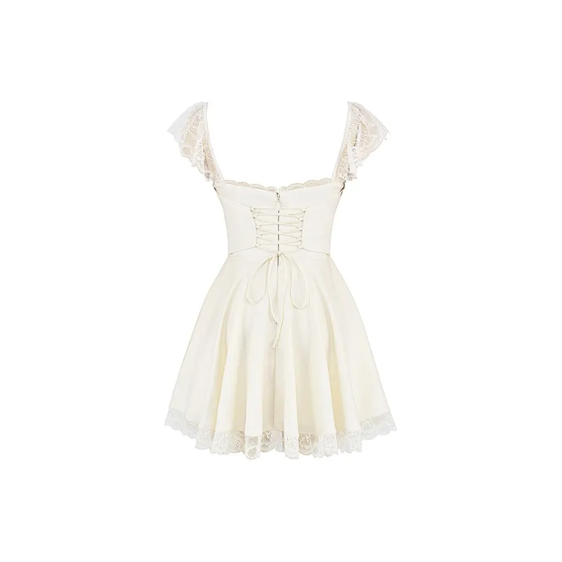 HOUSE OF CB KAIA Short Sleeved Dress Women's IVORY/Ivory White-1