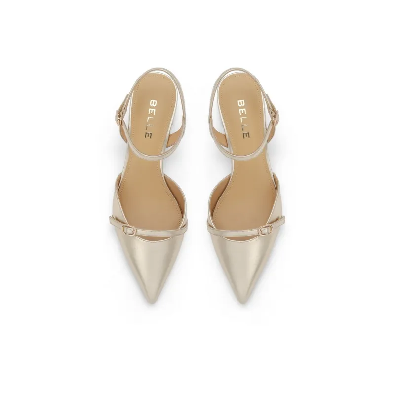 BELLE Casual Single Shoes 5CM Women's Apricot Beige Silver Gold-10