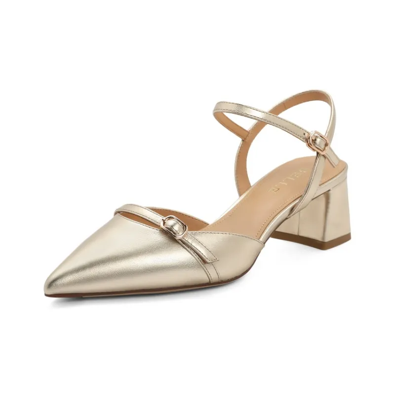 BELLE Casual Single Shoes 5CM Women's Apricot Beige Silver Gold-9