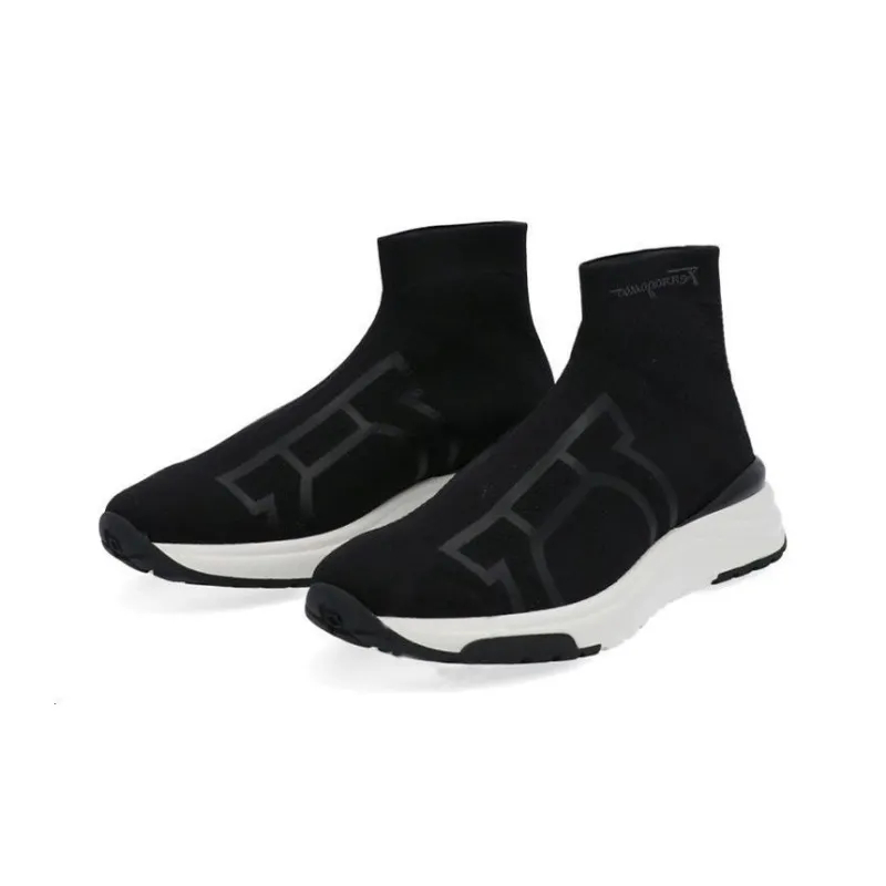 FERRAGAMO GANCINI Cushioned Anti Slip And Wear Resistant Lightweight High Top Sports Casual Shoes Men's Black-3