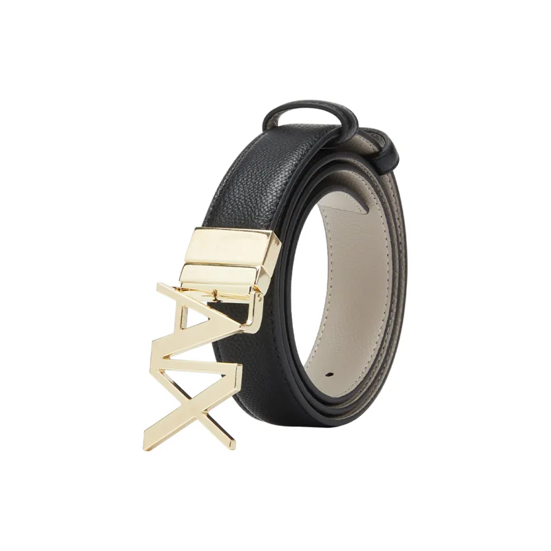 ARMANI EXCHANGEAE Logo Buckle Smooth Buckle Leather Belts Women's Black Width: 3.5cm-2