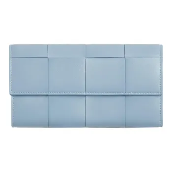Bottega Veneta Intrecciato Lambskin Wallet Large Size Women's Ice Blue