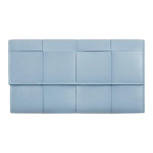 Bottega Veneta Intrecciato Lambskin Wallet Large Size Women's Ice Blue